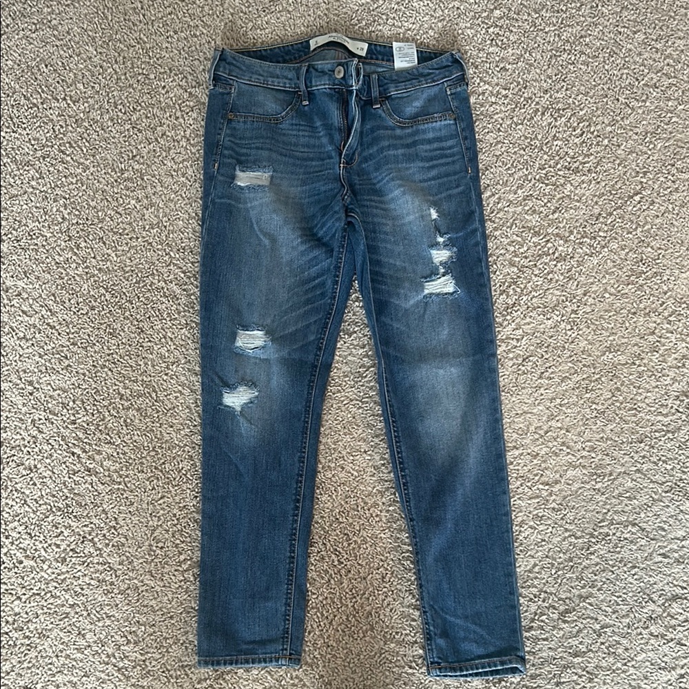 Abercrombie & Fitch Medium Wash Distressed Jeans